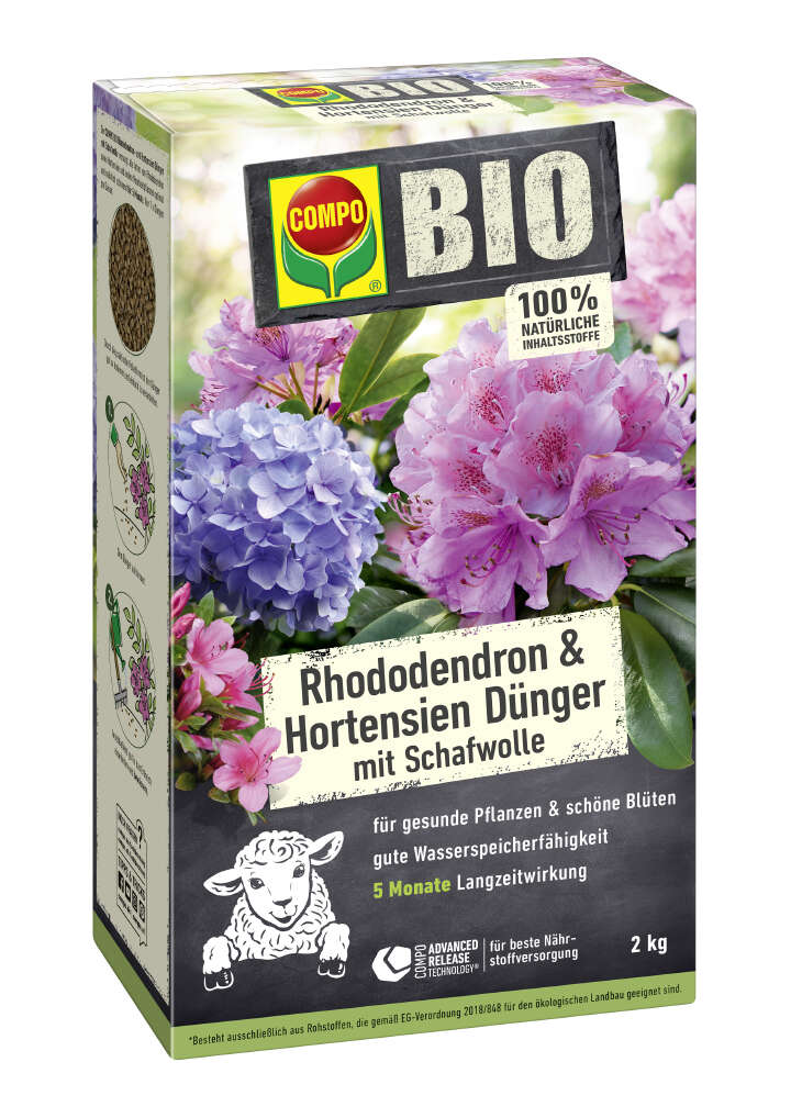 COMPO BIO Rhododendron- & Hortensien Dünger mit Schafwolle